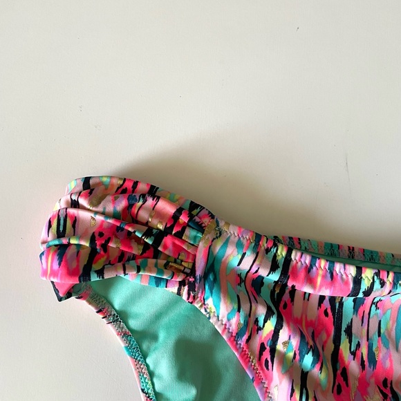 SHADE & SHORE multicolor watercolor print side shirred low bikini bottoms -small - Picture 8 of 10